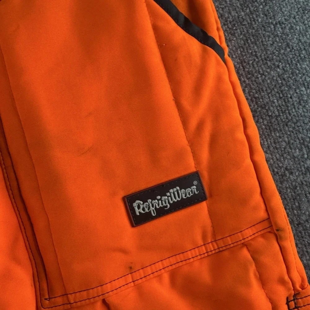 RefrigiWear Bib Overalls Mens XL Orange Insulated Hi Vis Reflective USA Workwear